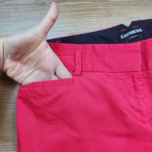 ☔️🐞Express Red Columnist Slim Flare Lowrise Pants Size 6 - Picture 7 of 10